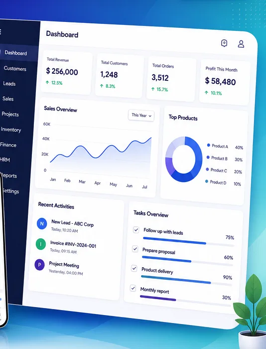 Custom CRM and ERP software development services by TechB Software Solutions