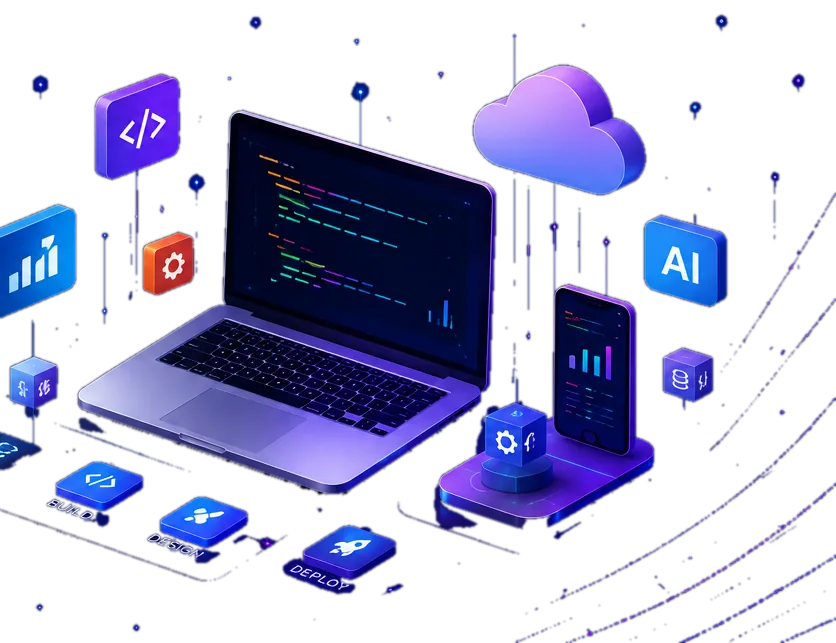 TechB Software Solutions — web, mobile and software development illustration